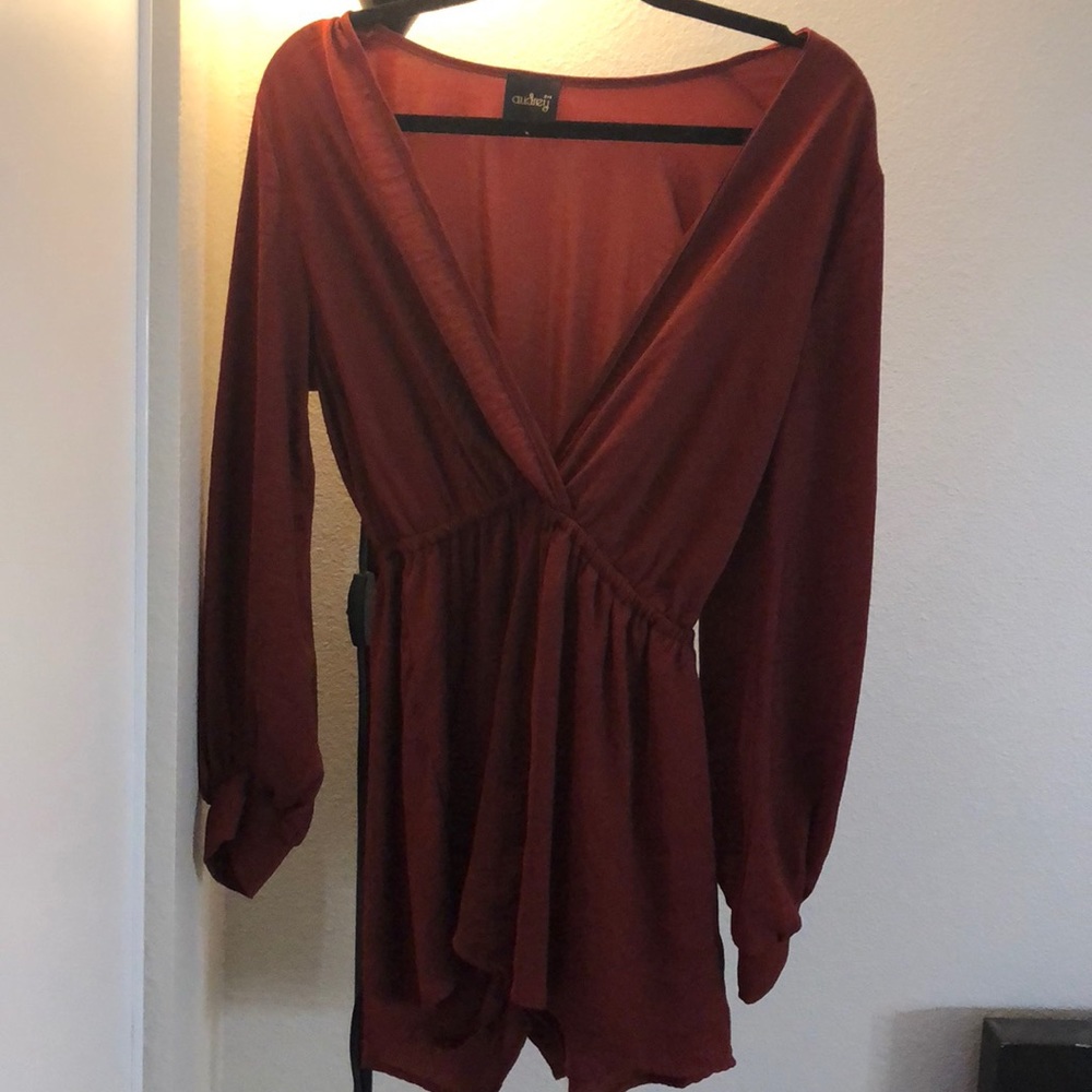 Red satin romper